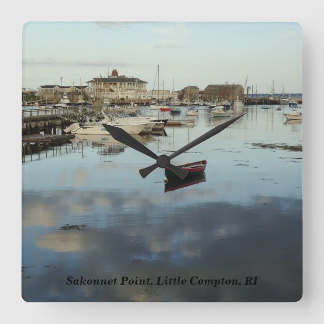 Sakonnet Point Breakwater, Little Compton, RI Square Wall Clock (Front)