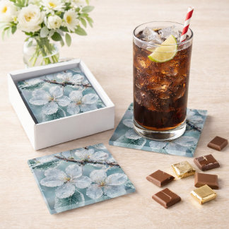 Sakora Flower Glass Coaster– Elegant Flower Design Coaster