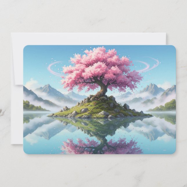 Sakora tree in In the middle of a lake.mountains Invitation (Front)