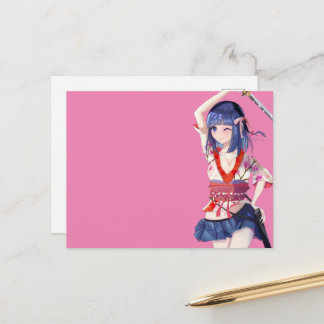 Sakura and a female samurai postcard
