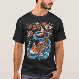 Sakura and Flowing Water Japanese Design T-Shirt