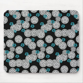 Sakura black blue flowers floral pattern mouse pad