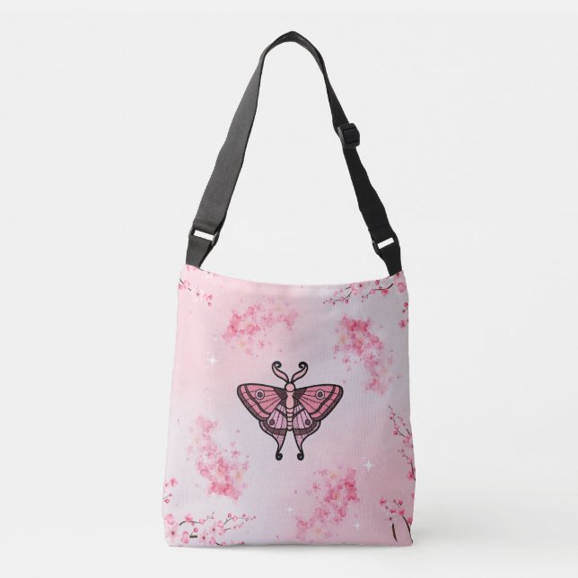 Sakura Bliss Cherry Blossom Butterfly Crossbody Bag (Front)