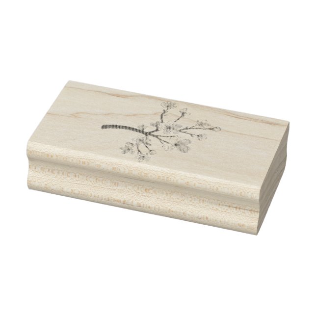 Sakura Blossom Branch Heart Rubber Stamp (Stamp)
