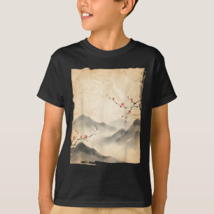 Sakura Blossom Branches Japanese Ink Painting Art  T-Shirt
