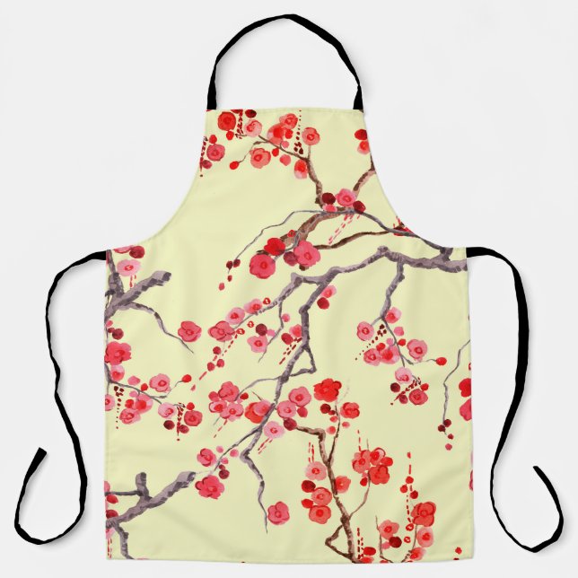 Sakura Blossom Watercolor Seamless Pattern Apron (Front)