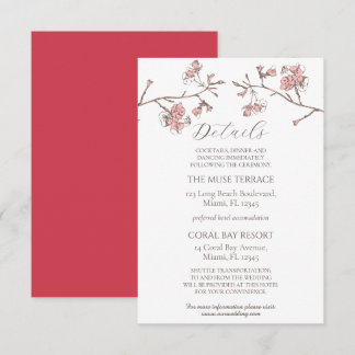 Sakura Blossom Wedding Enclosure Details Card