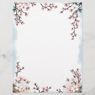 Sakura Blossoms and Fans Letterhead