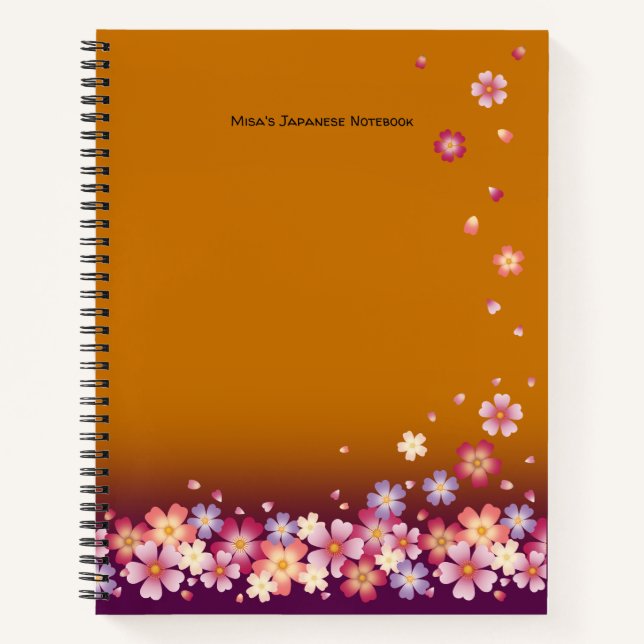 Sakura Blossoms Gold Custom Student Katakana Notebook (Front)
