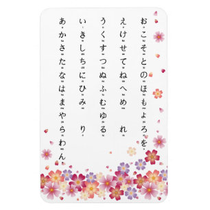 Sakura Blossoms Hiragana with Romaji Japanese Magnet