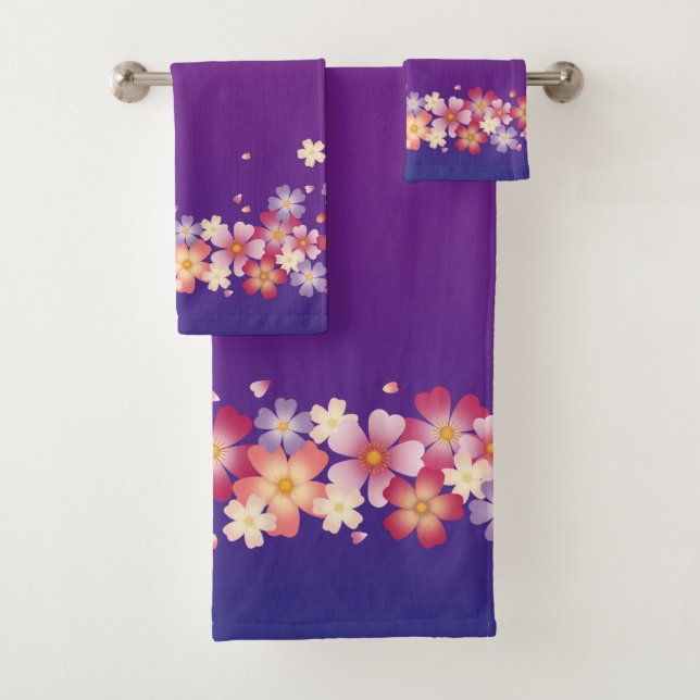 Sakura Blossoms Mixtes Kimono Style Bleu & Purple (En situation)