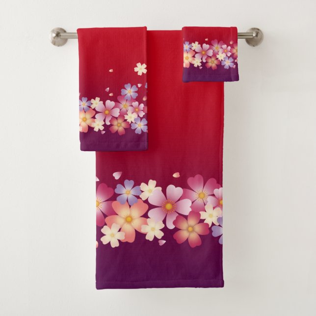 Sakura Blossoms Mixtes Kimono Style Rouge & Purple (En situation)