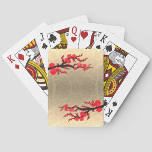 Sakura Blossoms Satin Damask Playing Cards