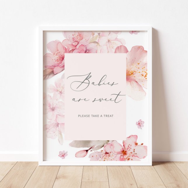 Sakura blush pink floral Babies are sweet Poster (Creator Uploaded)