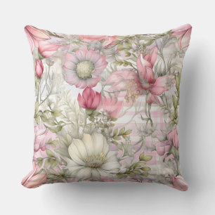 Sakura Blush Serenade Botanical Throw Pillow