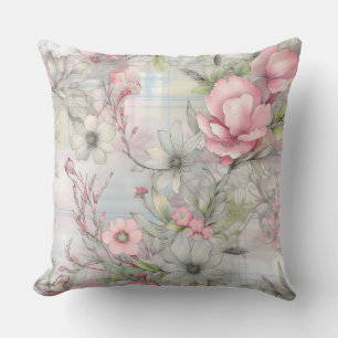 Sakura Blush Serenade Botanical Throw Pillow