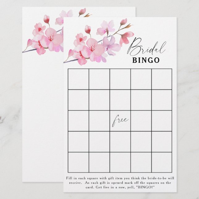 Sakura - Bridal shower bingo game (Front/Back)