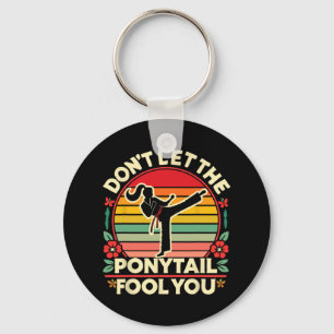 Sakura Butterfly Karate Girl Don't Let The Ponytai Keychain