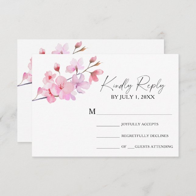 Sakura - Carte RSVP de mariage (Devant / Derrière)