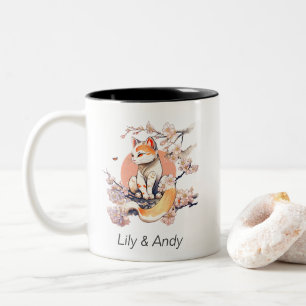 Sakura cat   Japanesee Anime Style Two-Tone Coffee Mug