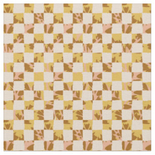 sakura check quilt - vivid mosaic pink yellow brow fabric