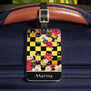 Sakura Chequered Pattern Luggage Tag