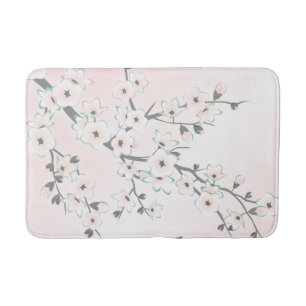 Sakura Cherry Blossom Blush Mint Bath Mat
