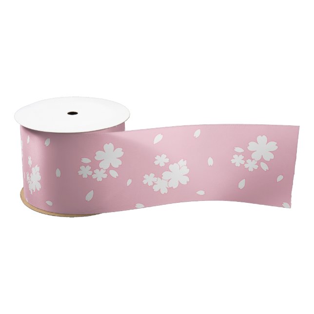 Sakura Cherry Blossom Flower Pattern Satin Ribbon (Spool)