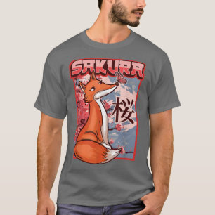 Sakura Cherry Blossom Fox Animal for Japanese Cult T-Shirt