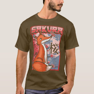 Sakura Cherry Blossom Fox Animal for Japanese Cult T-Shirt