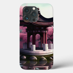 Sakura Cherry Blossom Garden Shrine Pond Japanese iPhone 13 Pro Case