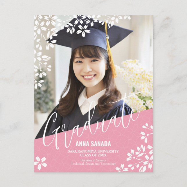 SAKURA/Cherry blossom Graduation Announcement (Front)