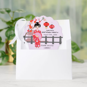 Sakura Cherry Blossom Japanese Girl Birthday Party Ornament Card