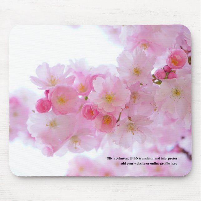 Sakura cherry blossom Japanese translator pink Mouse Pad (Front)
