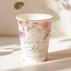 Sakura cherry blossom love is in bloom bridal paper cups