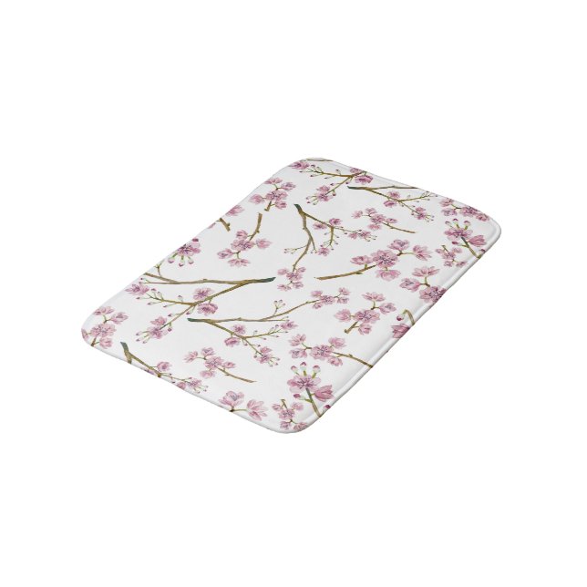 Sakura Cherry Blossom Print Bath Mat (Angled)