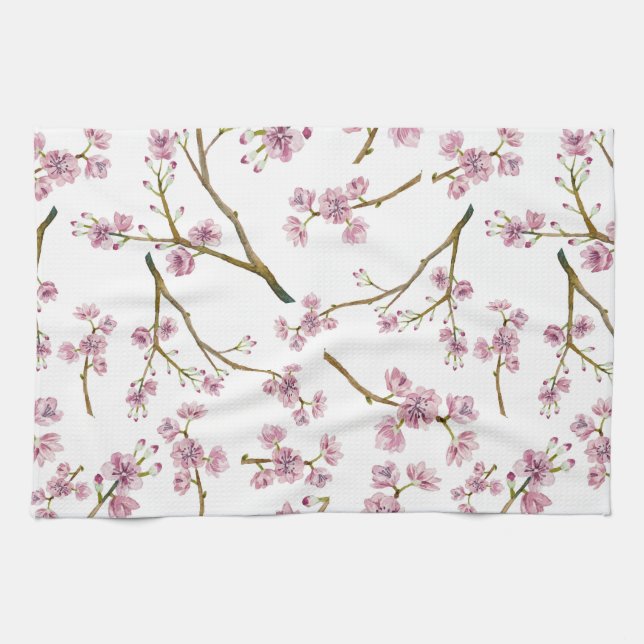 Sakura Cherry Blossom Print Kitchen Towel (Horizontal)