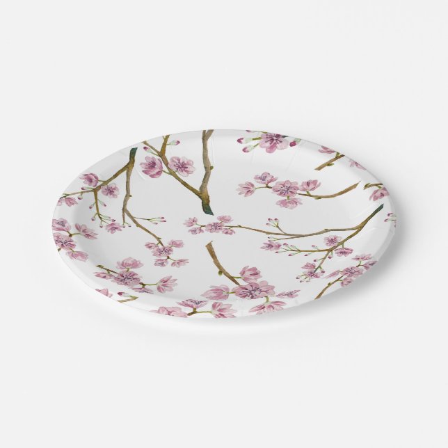 Sakura Cherry Blossom Print Paper Plate (Angled)