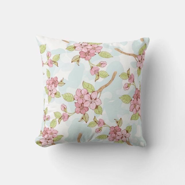 Sakura/Cherry Blossom Throw Pillow (Front)