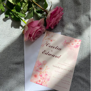 Sakura Cherry Blossom Wedding Invitation