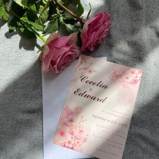 Sakura Cherry Blossom Wedding Invitation