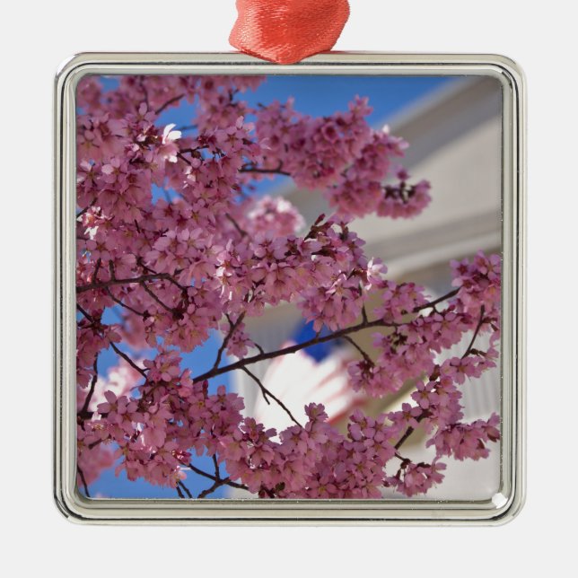 Sakura Cherry Blossoms Americana Metal Ornament (Front)