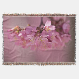 Sakura Cherry Blossoms Delicate Pink Bouquet Throw Blanket