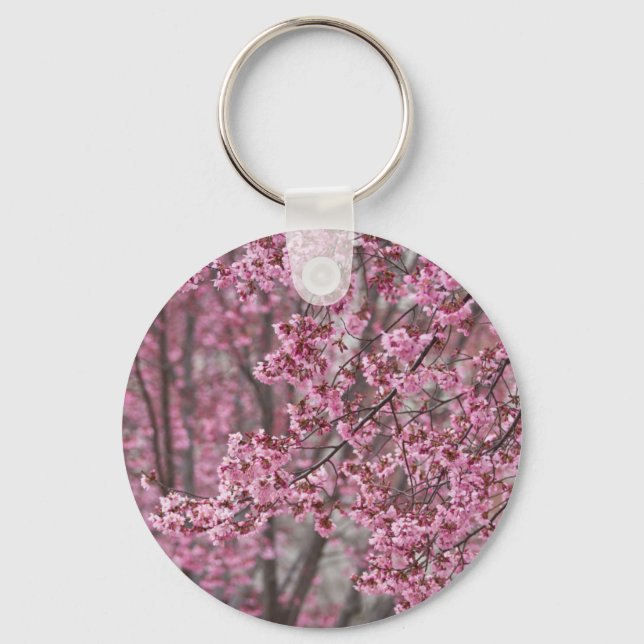 Sakura Cherry Blossoms Flowing Pink Keychain (Front)