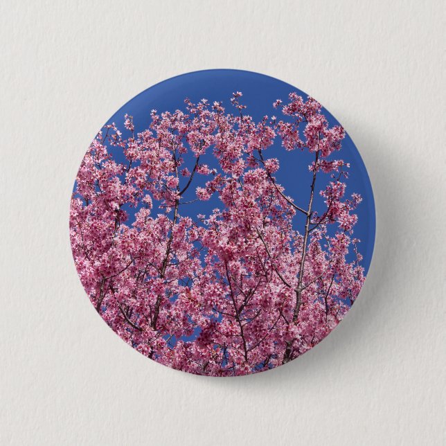 Sakura Cherry Blossoms Into The Blue 2 Inch Round Button (Front)