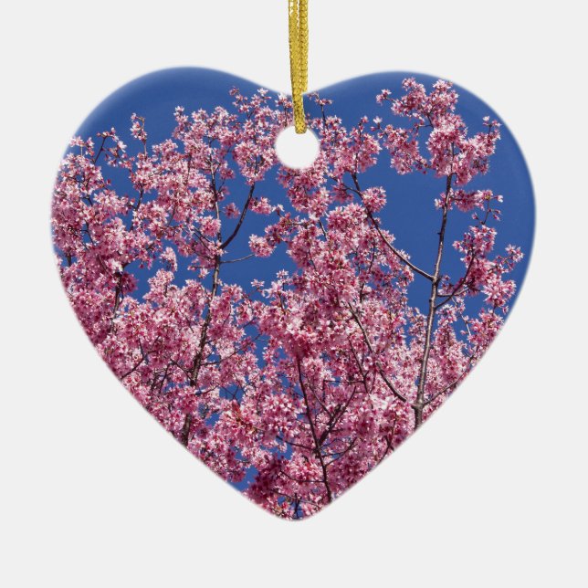 Sakura Cherry Blossoms Into The Blue Ceramic Ornament (Front)