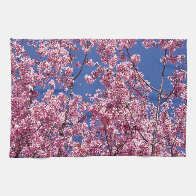 Sakura Cherry Blossoms Into The Blue Kitchen Towel (Horizontal)