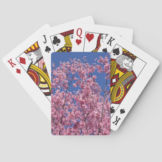 Sakura Cherry Blossoms Into The Blue Playing Cards (Back)