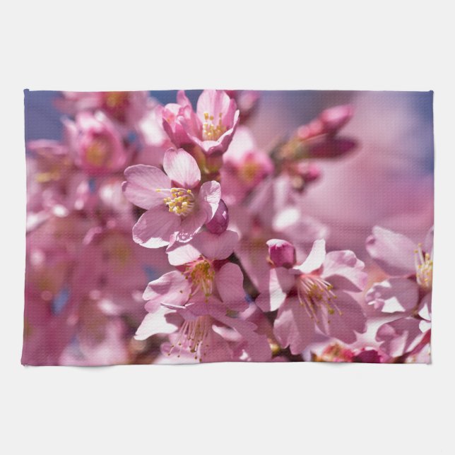 Sakura Cherry Blossoms Kissed by Sunlight Kitchen Towel (Horizontal)