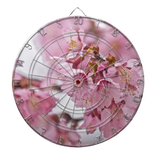 Sakura Cherry Blossoms Pale Pink Dartboard (Front)